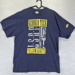Vintage 90s Nike Georgia Tech Yellow Jackets Single Stitch T-Shirt Made In USA